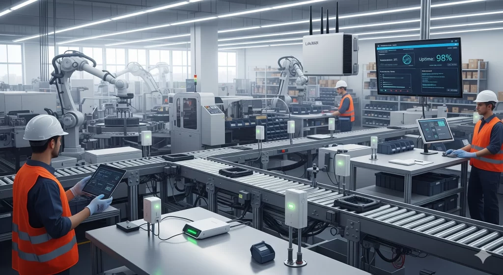 The alt text incorporates the keyword "LoRaWAN Technology" twice (ensuring natural usage) to boost SEO while describing the image vividly. It captures key elements from the prompt (sensors, gateway, worker, data analytics) to align with the blog’s "Understanding LoRaWAN Technology" section. The text is clear, accessibility-friendly, and emphasizes the photorealistic, high-quality nature of the 4K Ultra HD image, reinforcing its relevance to smart manufacturing and Industry 4.0.