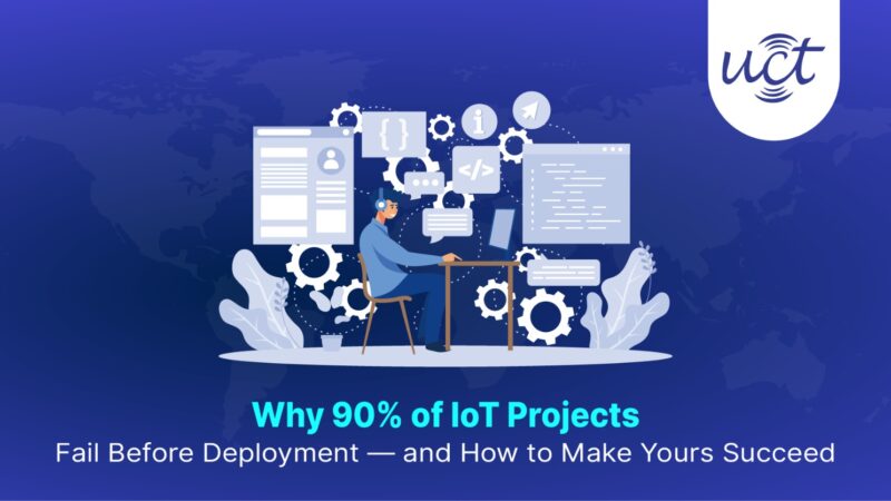 Infographic showing major reasons IoT projects fail before deployment, including unclear business goals, connectivity issues like LoRaWAN gateway problems, poor integration, scalability gaps, and security concerns; with a side panel summarizing five expert solutions for avoiding these failures.​