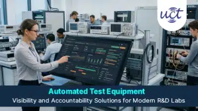 R&D lab team monitoring Automated Test Equipment with Uniconverge LoRaWAN dashboard and IoT tracking system